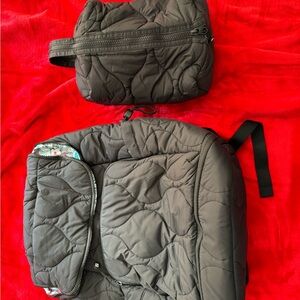 Vera Bradley Black Quilted Backpack and Pouch